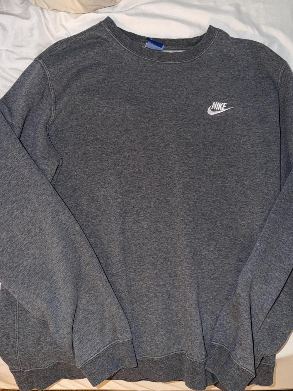 Nike Charcoal Gray Crewneck Sweatshirt with White Swoosh